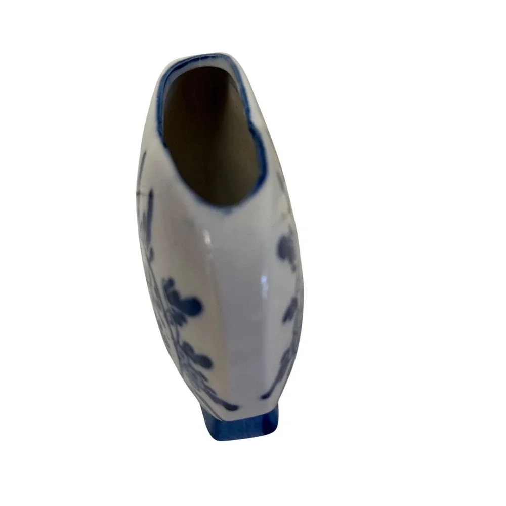 Delft Blue Bud Vase Heart Shaped Blue White Windmill Hand Painted 4in Excellent